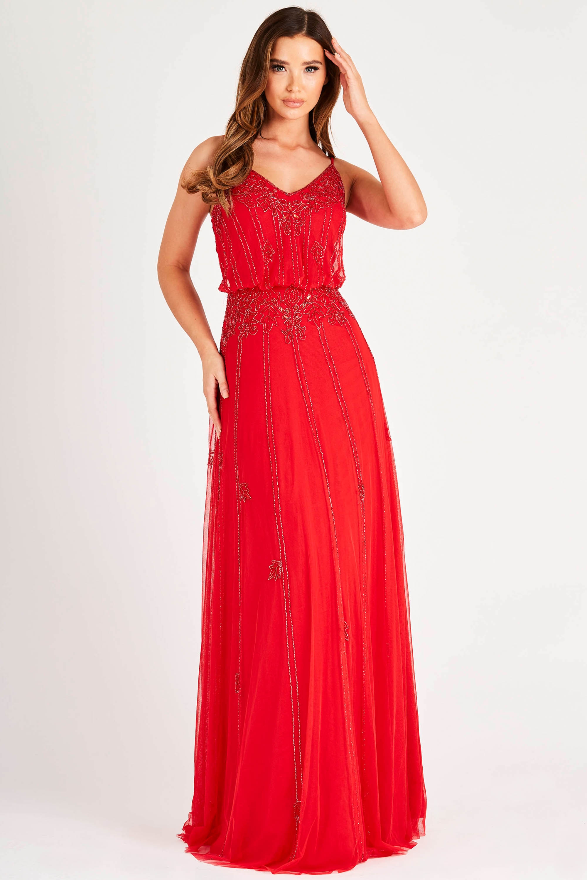 Lace & Beads Keeva Gown Red Maxi Dress