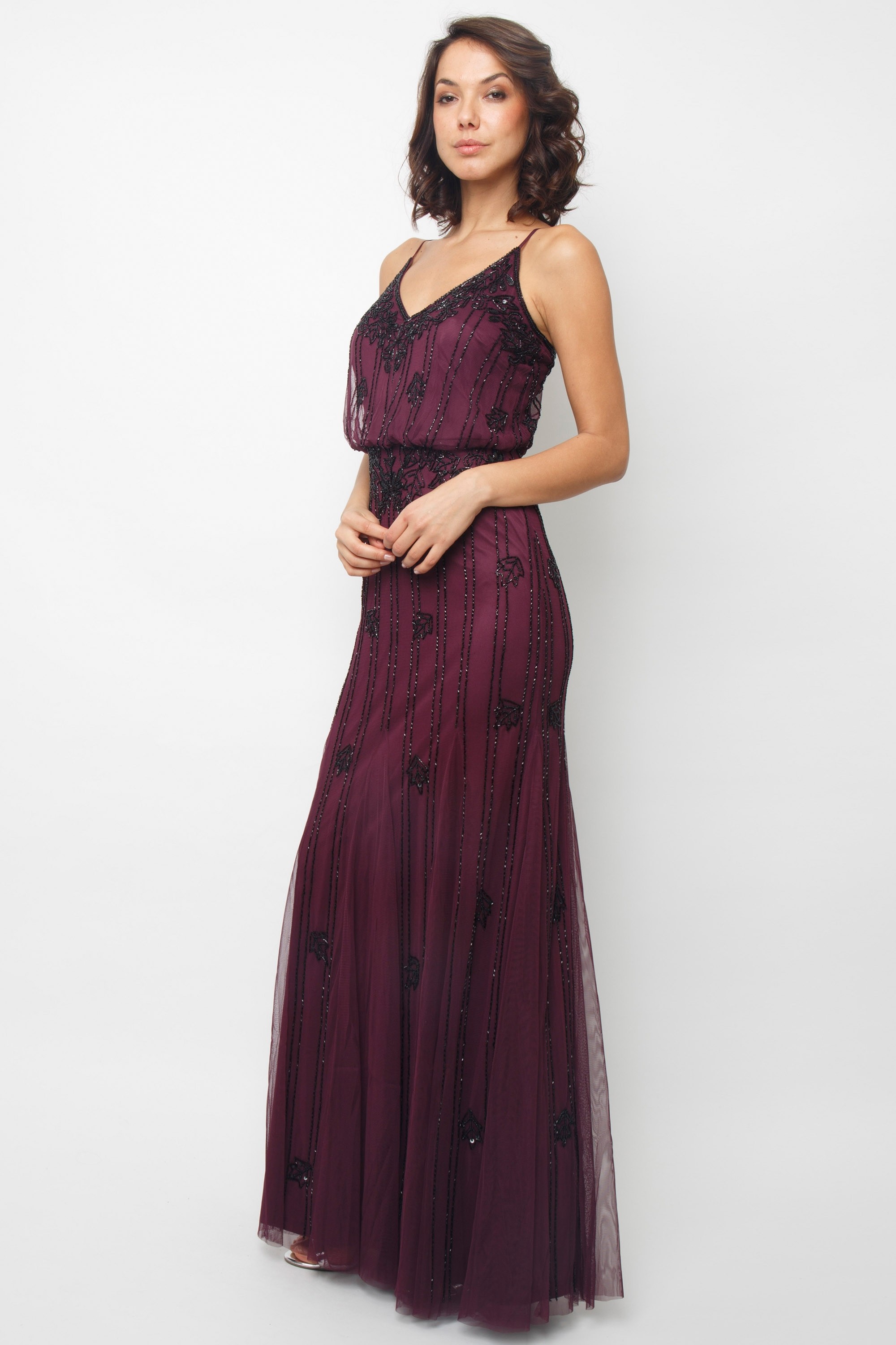 LACE&BEADS KEEVA BURGUNDY MAXI DRESS | LACE&BEADS PARTY DRESS