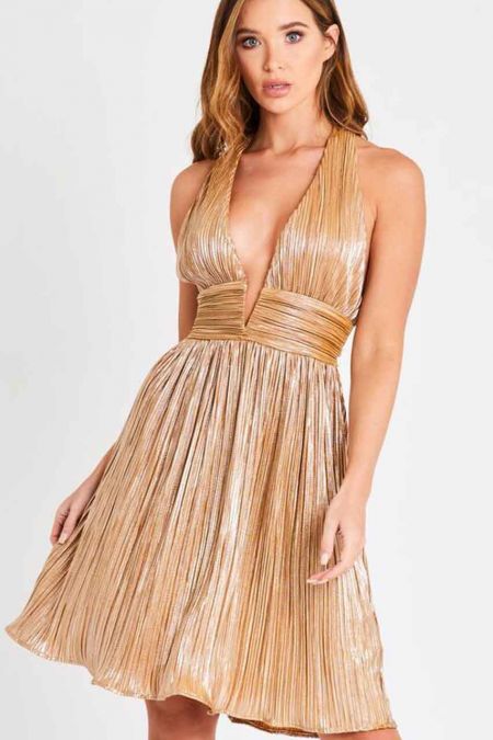 Skirt & Stiletto Arabella Gold Metalic Mini Dress