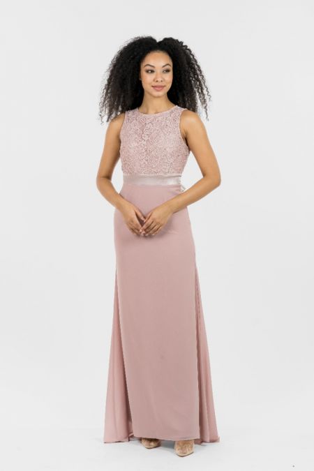 TFNC Halannah Lace Sleeveless Pale Mauve Maxi Dress