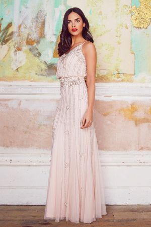 Nude Bridesmaid Dress | Lace & Beads | SilkFred