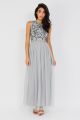 Lace & Beads Charme Grey Maxi Dress 