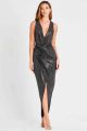 Skirt & Stiletto Alessandra Black Wrap Sequin Maxi Dress