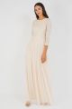 Lace & Beads Picasso 3/4 Sleeved Cream Embellished Maxi Dress