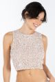 Lace & Beads Picasso Pink Nude Sequin Top