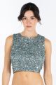 Lace & Beads Picasso Teal Sequin Top