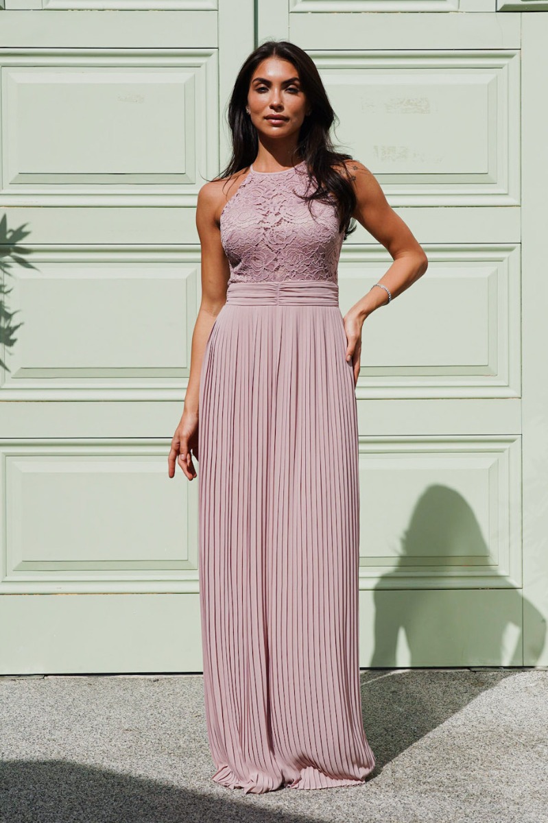TFNC Serene Lace Mauve Maxi Dress