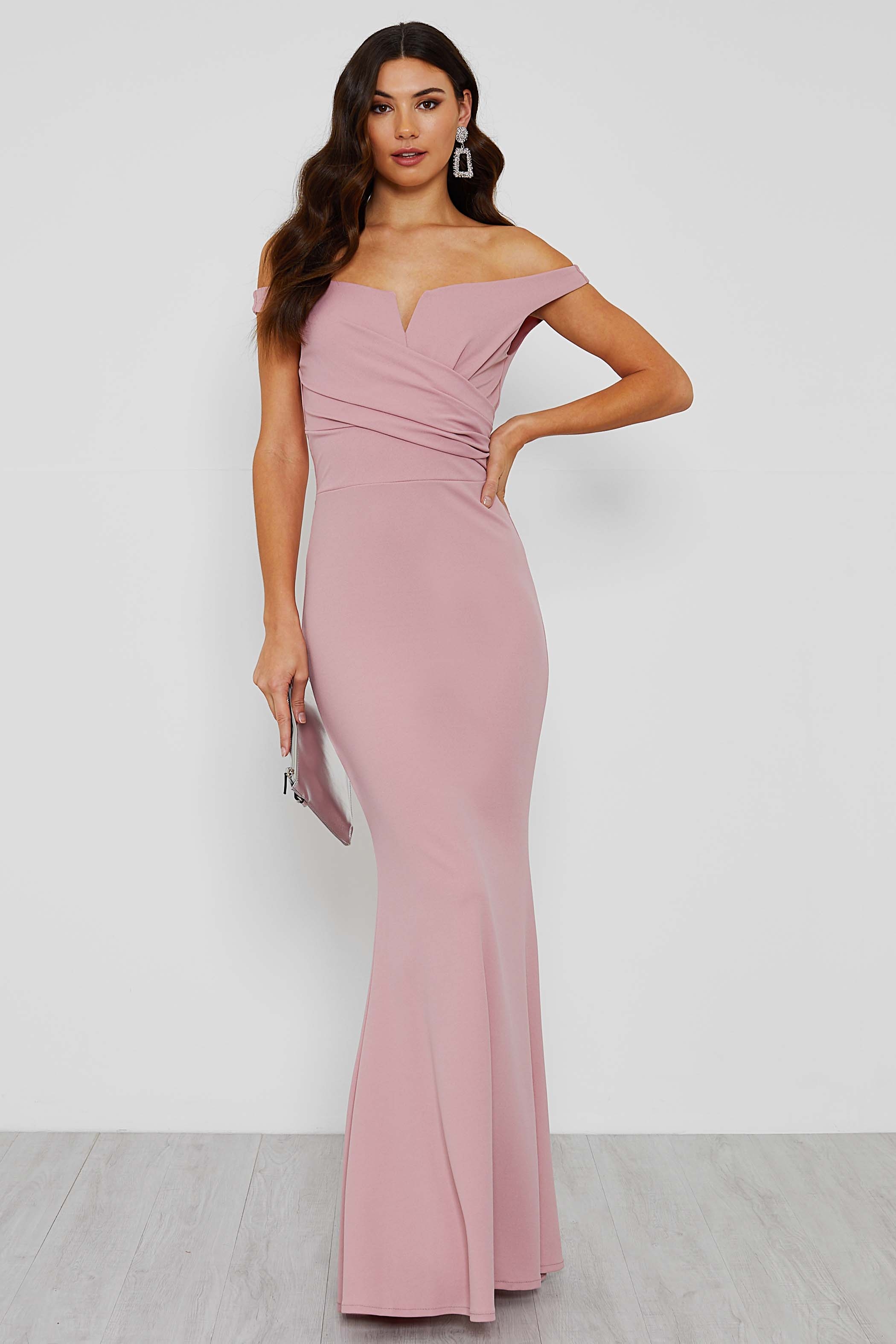 WalG Off Shoulder Pink Maxi Dress